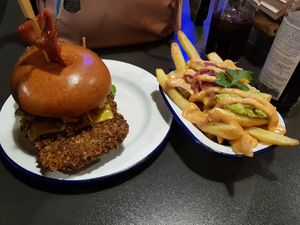 Kevin Bacon & Southwest fries at V Rev Vegan Diner in Manchester