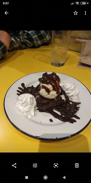 Brownie and ice-cream at V Rev Vegan Diner in Manchester