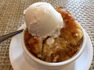 Peach cobbler at Detroit Vegan Soul - East in Detroit
