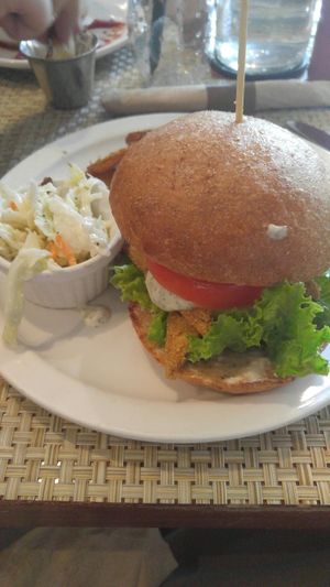 vegan catfish sandwich at Detroit Vegan Soul - East in Detroit