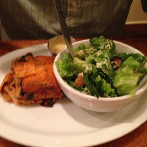 lasagna and Caesar salad at Detroit Vegan Soul - East in Detroit