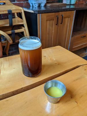 Cold brew coffee and ginger shot (very flavorful and delicious) at Life Alive Organic Cafe in Salem