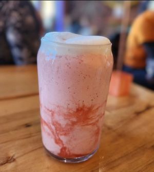 Strawberry & cream smoothie at Life Alive Organic Cafe in Salem