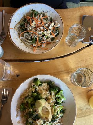 fool ii ramen (top) and green goddess bowl (bottom)  at Life Alive Organic Cafe in Salem