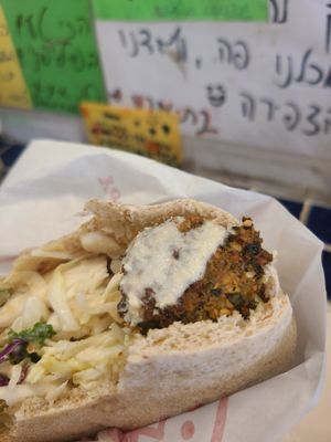 Sorry started eating the sandwich at Falafel Boracay in Boracay