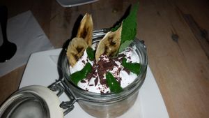 banana dessert at The Acorn in Vancouver