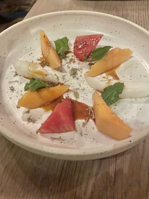 Seasonal Chef’s Tasting Menu - BC Melons Dessert  at The Acorn in Vancouver