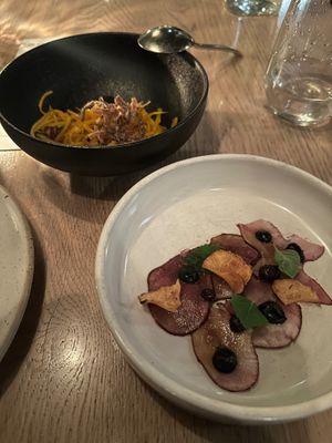 Tasting menu pears  at The Acorn in Vancouver