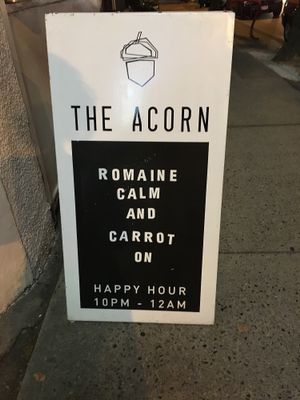 signage at The Acorn in Vancouver