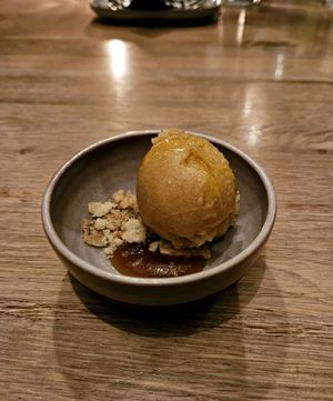 Apple Sorbet with Gluten-Free Crumb at The Acorn in Vancouver