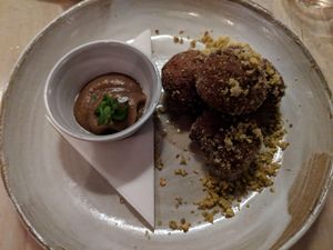 Apple Beignets Dessert with Apple Butter at The Acorn in Vancouver