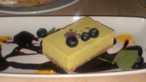 Vegan cheesecake at The Acorn in Vancouver