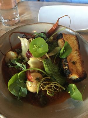 Wild foods salad at The Acorn in Vancouver