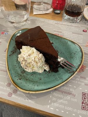 Vegan sacher with cream  at Il Melograno in Tavagnacco