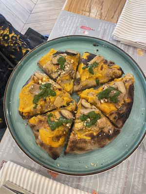 Halloween veg fra’grà (pumpkin, mushrooms, parsley sauce, walnuts)  at Il Melograno in Tavagnacco