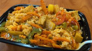 Mango curry (after adding rice) at Thai and I in Bunnell