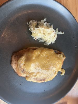 Welsh Rarebit with home-fermented sauerkraut- vegetarian   at The Bunch of Grapes in Pontypridd