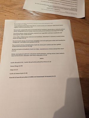 Menu at The Bunch of Grapes in Pontypridd