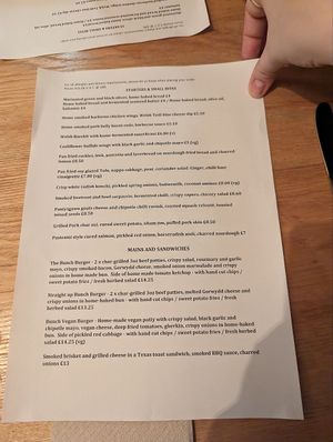 Menu at The Bunch of Grapes in Pontypridd