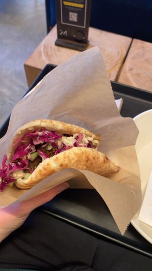 Falafel pita with tahini and hummus   at JACX&CO in Long Island City