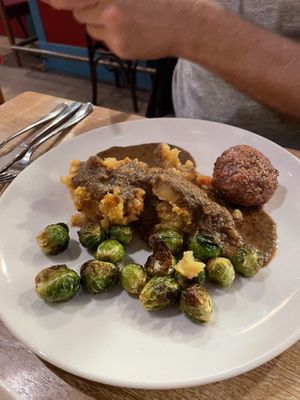 Hutspot with vegan meatball   at Roode Remise in Amsterdam