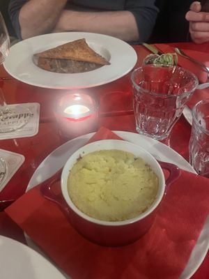 Mashed potatoes with Irish stew  at Roode Remise in Amsterdam