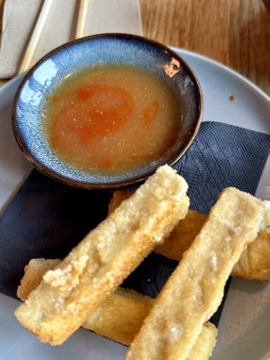 Crispy Tofu but already partly eaten. So eager; sorry!  at Ditto in Te Anau
