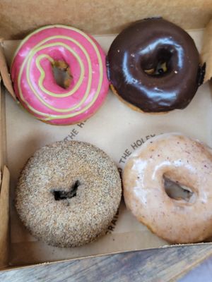Strawberry, chocolate, chugga chai, Hail Mary at Holey Grail Donuts - Santa Monica in Santa Monica