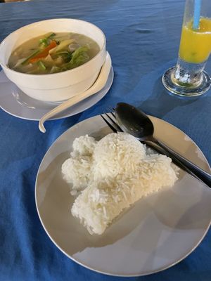 Coconut soup w vegetables and ricee  at Food Garden@Koh Mak in Koh Mak
