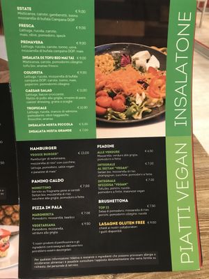 Vegan menu  at Otivm Bar in Padua