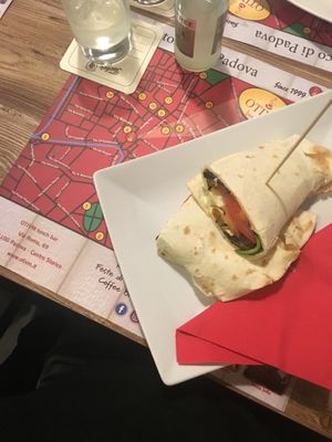 Vegan piadina at Otivm Bar in Padua