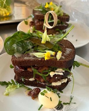 Black beans and black bread sandwich at Klorofüll in Tallinn