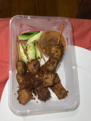satay chicken skewers   at Vegelicious in Cheltenham