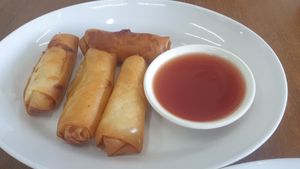 Vegan spring rolls at Vegelicious in Cheltenham