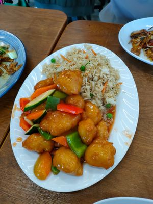 Vegetarian sweet and sour pork at Vegelicious in Cheltenham