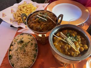 Peas rice, mushroom masala and chana masala  at Mumbai Masala - Marina Rubicon in Lanzarote