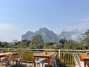 Views   at Green Restaurant in Vang Vieng