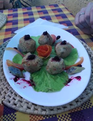 vegan "meatballs" (starter) - amazing! at Restaurante Diverso Trinitario in Trinidad