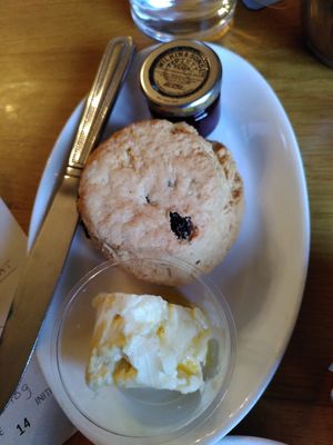 Vegan scone, cream and jam (December 2022) at National Trust - Nunnington Hall in York