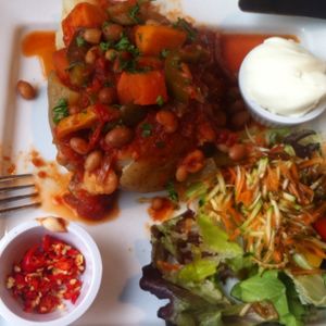 vegan chilli  at Greens Cafe in Grasmere