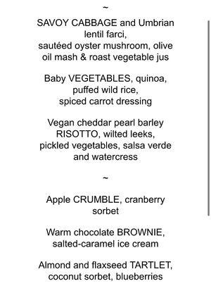 Vegan lunch and dinner menu (2/2) at Rhubarb in Edinburgh