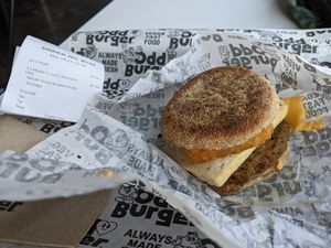Maple Crunch breakfast sandwich at Odd Burger in Calgary