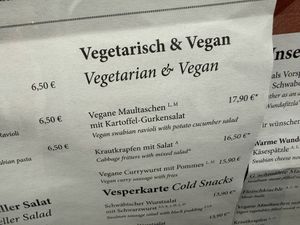 menu  at Herrenkeller in Ulm