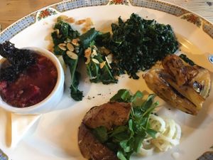 veganised, vegetarian platter, from the restaurant,delicious at The Goods Shed in Canterbury