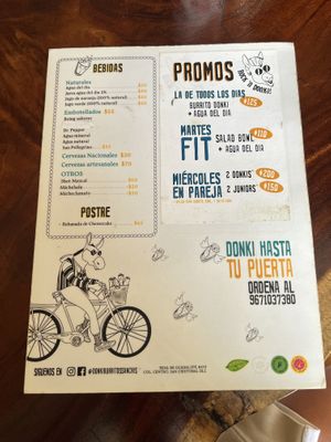 Bebidas y Promo  at Donki Burritos Sancris in San Cristobal De Las Casas
