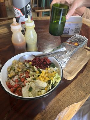 The whole Meal  at Donki Burritos Sancris in San Cristobal De Las Casas