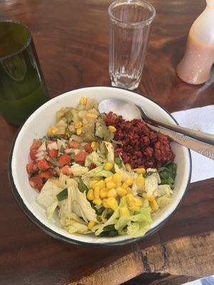 Vegan Burrito Bowl (soya chorizo, Veggies)  at Donki Burritos Sancris in San Cristobal De Las Casas