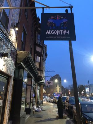 Sign out front of Algorithm (taken December 2022) at Algorithm in Philadelphia