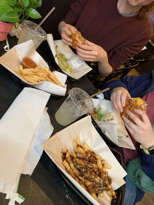 Libertine x2, korean bbq fries and regular fries  at Algorithm in Philadelphia