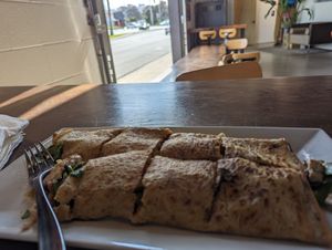 Mediterranean crepe. Big portion and very tasty at The Creperie Cafe in Seaside